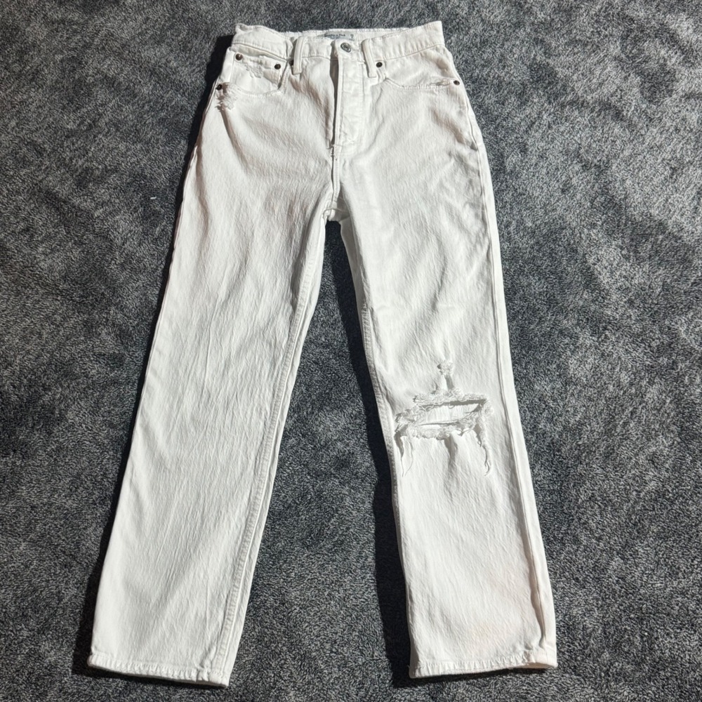 Abercrombie‎ & Fitch Ultra High Rise Ankle Straight Jeans 26 / 2R White Denim